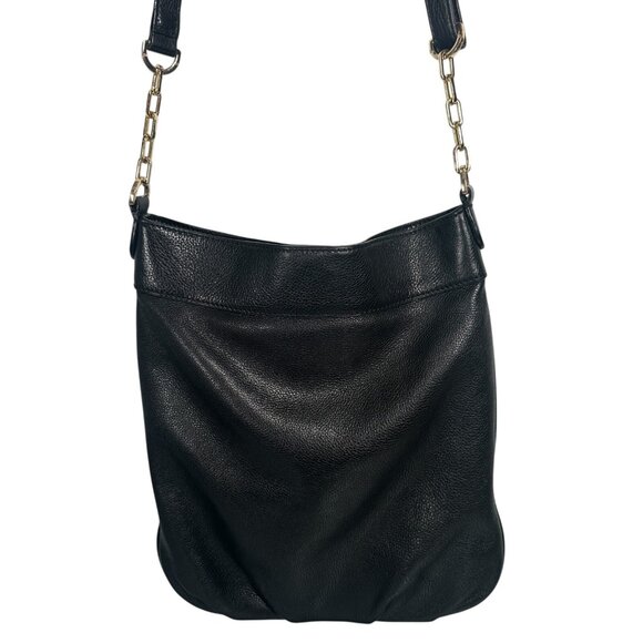 Tory Burch Black Stacked T Book Bag Pebbled Leather Crossbody - Picture 14 of 16